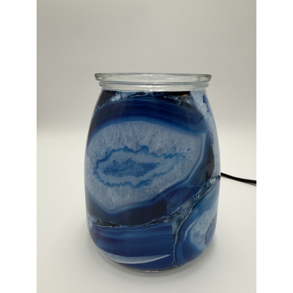 Scentsy Blue Agate Full Size Wax Scent Warmer Zen Stone Slice Bulb Retired Nib